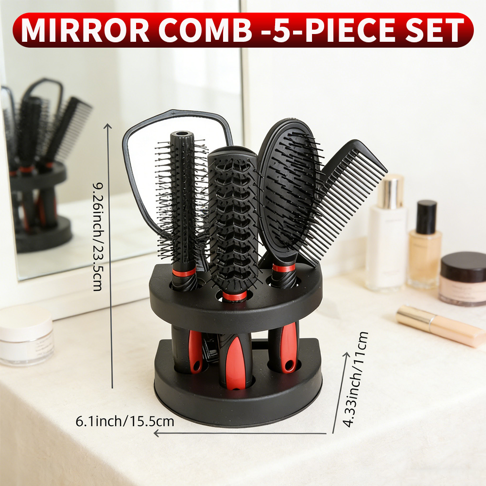 Men'S Grooming Mirror - 5-in-1 Mirror & Comb Set with