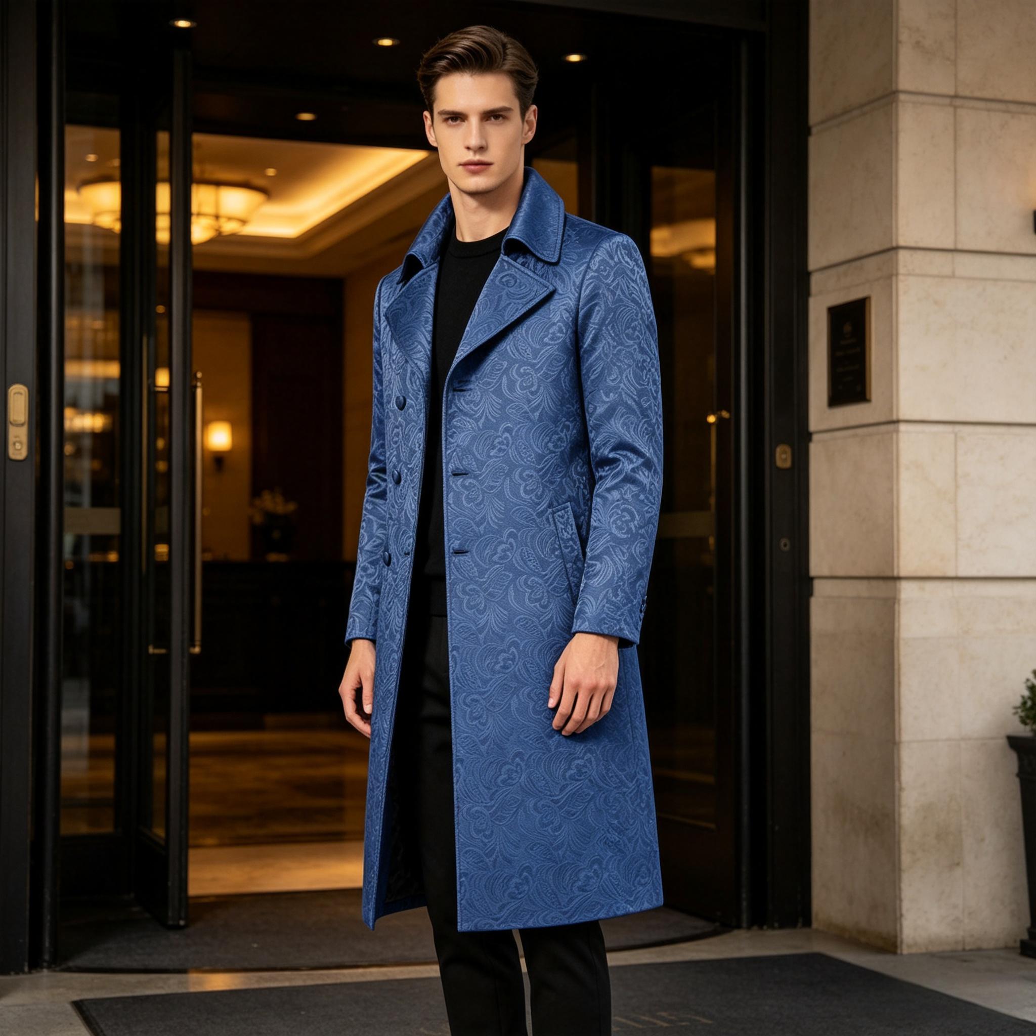 Men Luxury Jacquard Long Trenc - Men'S Grooming Club recension och pris