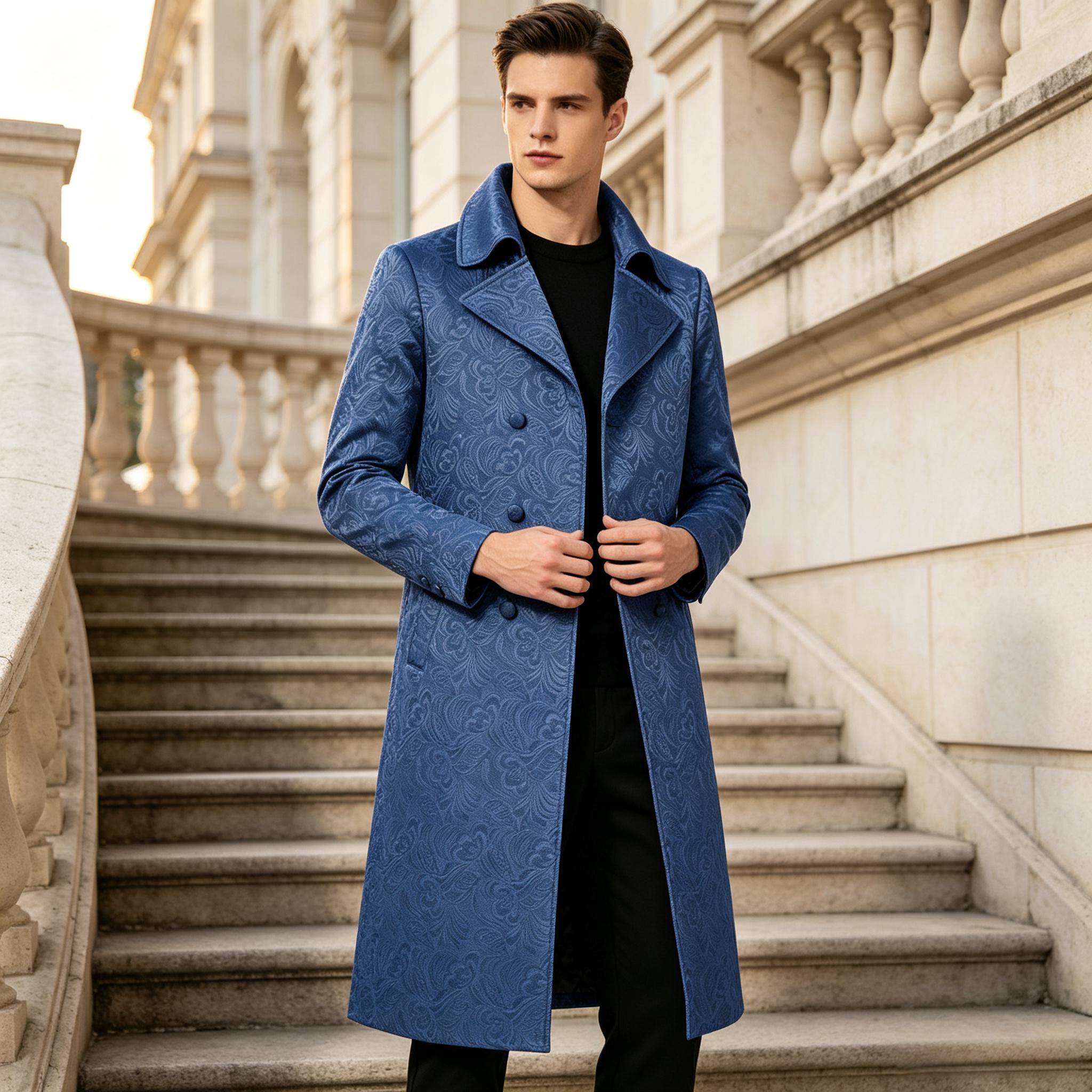 Men Luxury Jacquard Long Trenc - Men'S Grooming Club recension och pris